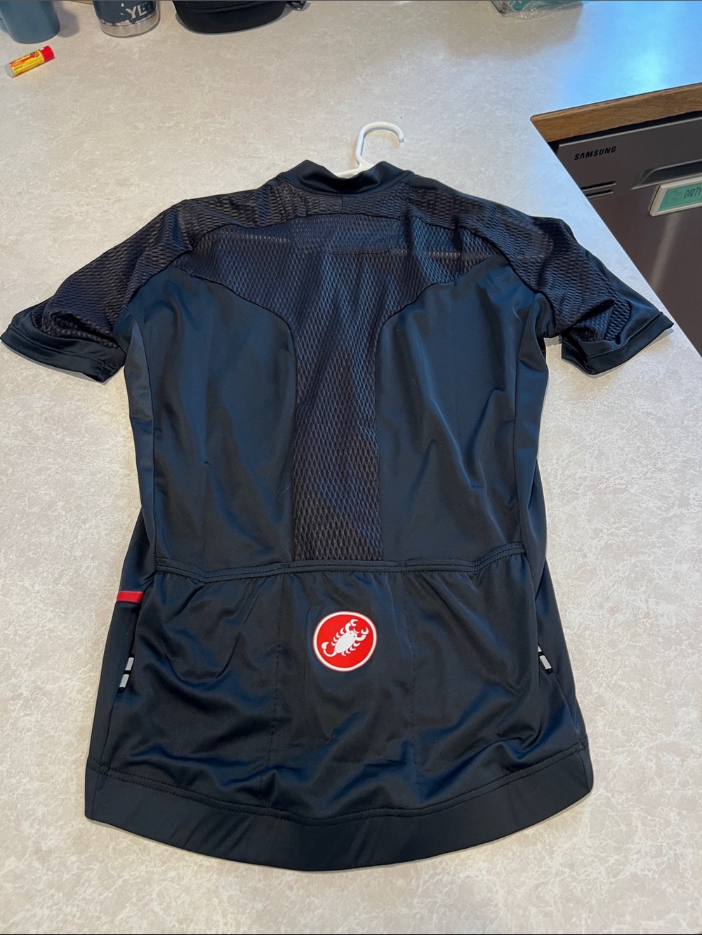 Castelli Men’s Black Short-Sleeve Cycling Jersey with Red Trim - Picture 2 of 2